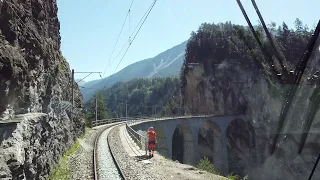 RhB Ge4/4III Cab ride crossing Landwasser Viaduct