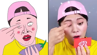 Mukbang Show: Real Makeup VS Chocolate Makeup Challenge 초콜릿 화장품 챌린지 먹방 DONA 도나 -Drawing Meme