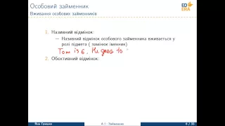 Англійська мова. Займенник (Типи займенників. Особові займенники). Відео 1 2 1 1