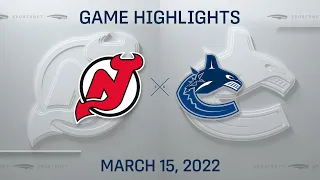NHL Highlights | Devils vs. Canucks - Mar. 15, 2022