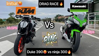 Duke 390 Bs6 😱 Vs Ninja 300 Bs6 🔥 | Drag race 🤩 | comparison 🥵 #dragrace #tamil