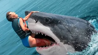 🦈 shark attack on women 😱 later rescued. close encounter with sharks. shark attack video.