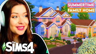 Big Colourful Summertime Family Home Build in The Sims 4 // Sims 4 House Build in Real Time // NO CC