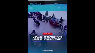 VIRAL Aksi Heroik Anggota TNI Amankan Pria yang Ayunkan Parang Panjang di SPBU