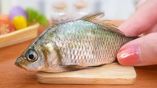 Satisfying Miniature Tasty Lahori Masala Fish Fry 🐳 ASMR Cooking BEST Grilled Fish with Mini Yummy