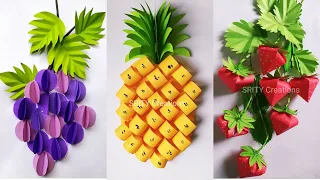 paper grapes, strawberry, pineapple/ 3 beautiful paper fruit idea/diy fruit/ origami paper craft .