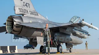 F-16C Fighting Falcon Fighter Jet Take Off US Air Force