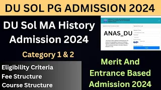 DU SOL MA History Admission 2024 #anas_du