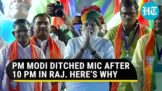 PM Modi leads by example again; Shuns mic to abide by 10 PM loudspeaker rule in Raj | Watch
