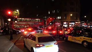 Traffic jam blocks Trafalgar Square in London