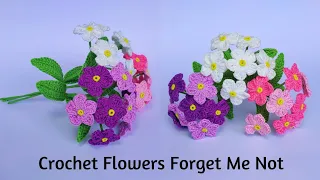 How to Crochet Forget Me Not Flowers || Crochet Flower Bouquet || Crochet Tutorials