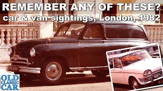 Classic cars for sale & parked in London streets, early 1980s