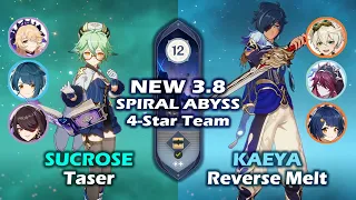 C6 Sucrose Taser & C2 Kaeya Reverse Melt | 3.8 Abyss w/ 4-Star Team Floor 12 Full Star Clear