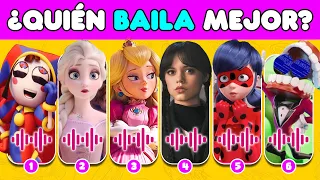 ¿Adivina Quién BAILA Mejor? Adivina El BAILE 🎪✨💎 The Amazing Digital Circus, Merlina, Princesa Peach