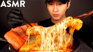 ASMR CHEESY SPICY GIANT RICE CAKES & SPAM MUKBANG (No Talking) COOKING & EATING SOUNDS