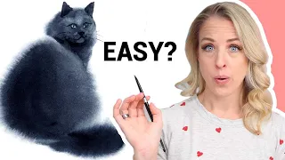 The Easiest Wet in Wet Watercolor Black Cat Painting Tutorial