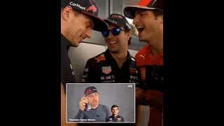 Verstappen, Perez, Sainz and Leclerc watching their parody from Conor Moore