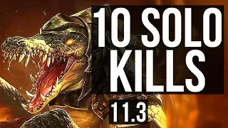 RENEKTON vs CASSIOPEIA (TOP) | 10 solo kills, 2100+ games, 1.3M mastery | KR Diamond | v11.3