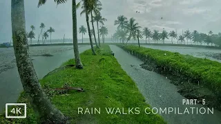 3 hours of walking in rain in the greenish landscapes of South India | Relaxing rain sounds ASMR