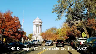 4K Driving NYC - Riverside Drive Upper West Side Manhattan | Fall Foliage (Nov 2020)