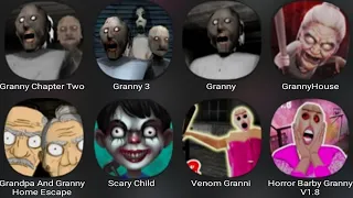 Granny Chapter Two,Granny 3,Granny,Granny House,Grandpa Granny Home Escape,Scary Child,Venom Granny