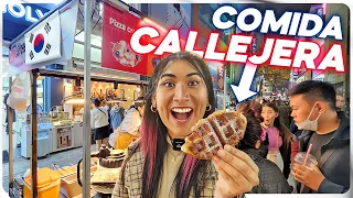 Esto comen los coreanos EN LA CALLE 👀!! Tour de comida callejera en Seúl 🇰🇷