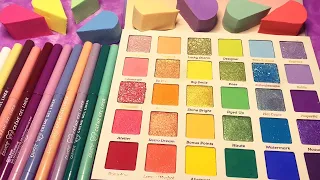 ASMR Rainbow Makeup Haul (Whispered, Swatching)