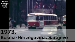 1973. Bosnia and Herzegovina Sarajevo, a rare image.Old street and beautiful woman. Old video 1970s.