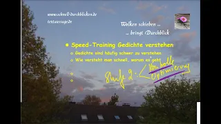 Speed -Training Gedichte Stufe 2 - Kontrolle und Optimierung des 1. Durchgangs , Rilke, Der Fremde