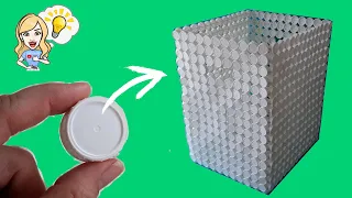 How to make a BASKET with DIY plastic lids [Creative recycling]