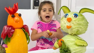 Stacy and Artem make animal figurines from vegetables and fruits | food for kids