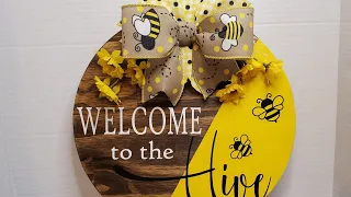 How To Make a Bumble Bee Wood Sign/Front Door Sign/Summer Door Sign #craft #woodworking #doorsign