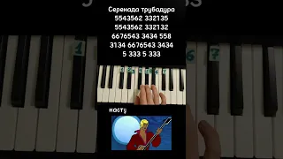 Серенада трубадура Бременские музыканты на пианино 🎹 Обучение ноты в конце