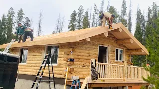 18x24 Amish Log Cabin Being Built in 3-1/2  Days