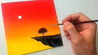 Easy Acrylic Sunset Painting for Beginners | Step by Step Tutorial