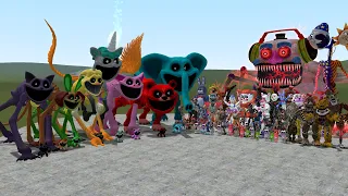 ALL SMILING CRITTERS GIANT FORMS VS ALL FNAF 1-10 ANIMATRONICS In Garry's Mod! (Poppy Playtime)