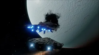 Elite Dangerous : Odyssey - Fleet Carrier Jump out (External POV)