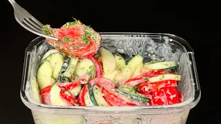 Only cucumbers and tomatoes! The most delicious salad this summer! Quick recipe