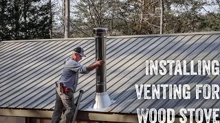 S2 EP71 | TIMBER FRAME CABIN | WOODWORK | INSTALLING VENTING FOR WOOD STOVE