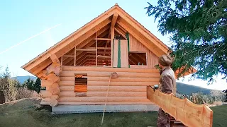 We Built an Inexpensive Beautiful Log HOUSE 1 year in 20 minutes - TIMELAPSE. From start to finish