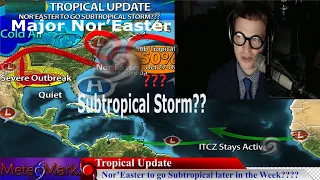 Major Nor'easter Bombogenesis Coastal Storm to Become Subtropical? Severe Outbreak South, Oct 25, 21