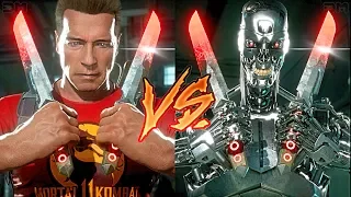MK11 80s Terminator VS Endoskeleton Terminator Victory Poses (Side by Side Comparison)