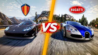 BUGATTI VEYRON 16.4 vs KOENIGSEGG CCXR SE в NFS HOT PURSUIT 2010!!!