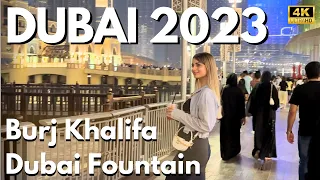 Best Burj Khalifa 🇦🇪 | Dubai Mall | Dubai Fountain Show | 4K | Dubai City Night Walking Tour