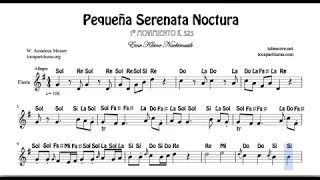 Pequeña Serenata Nocturna Partitura con Notas Completa Flauta Violín Oboe