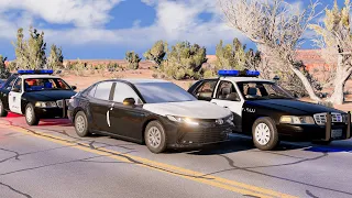 محاكي الحوادث - حرامي يسرق سيارة جديدة ويهرب من التفتيش وتم ايقافه بالقوة الجبرية🚔 🔥beamNG drive