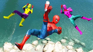 GTA 5 Water Jumps Rainbow Spiderman Ragdolls (Euphoria Physics)