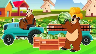 The Bear Farm: Tractor Driving to Growing and Harvest Watermelon & Goes Market Sell | Farm Vehicles