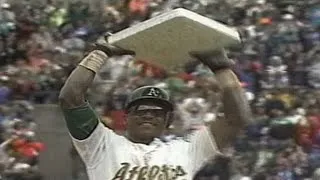 Rickey Henderson sets all-time stolen base record
