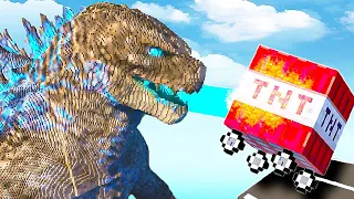 Cars in Mega Ramp vs Godzilla | Teardown